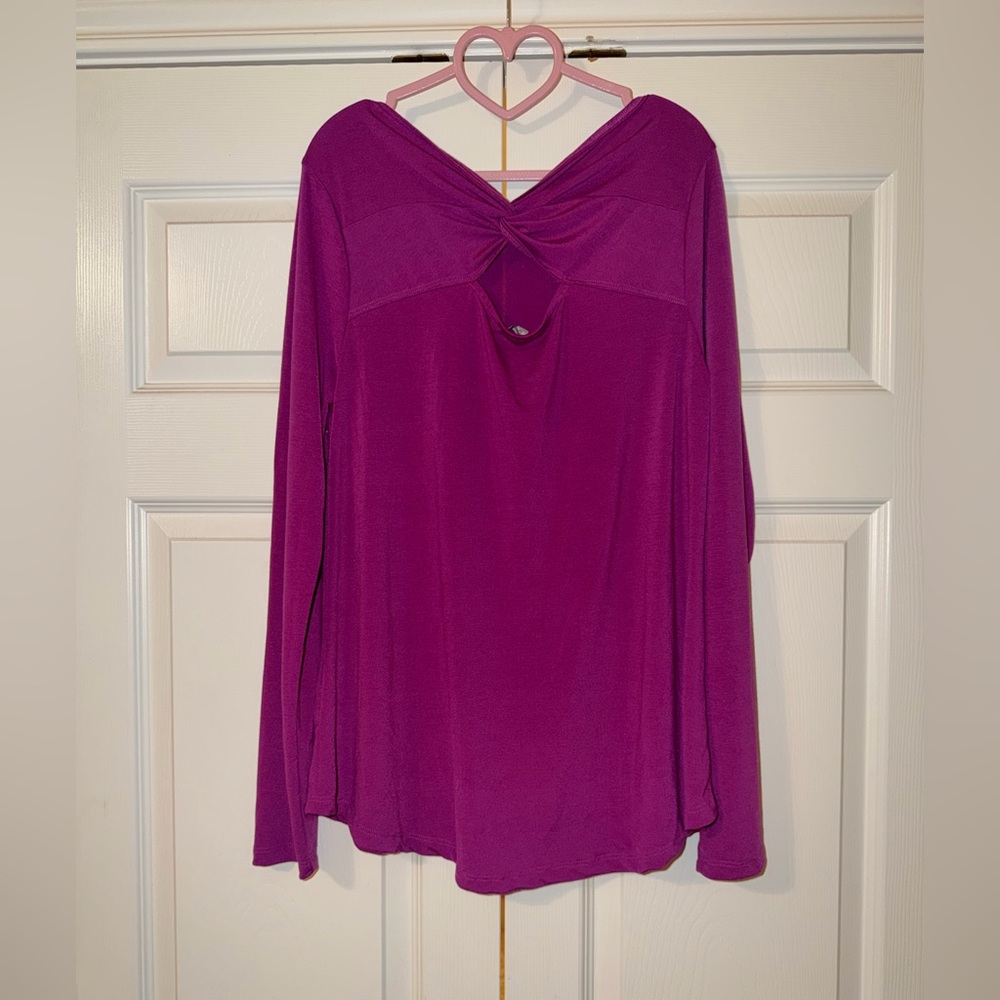 white birch Twist-Back Long Sleeve Top - Magenta